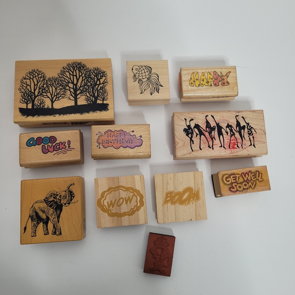Set of 11 rubber stamps